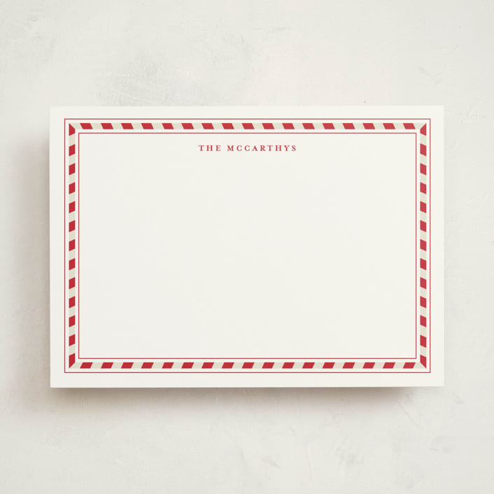 "Sweet Peppermint Frame" - Personalized Stationery Cards in Candy Cane by Alston Foster - Front