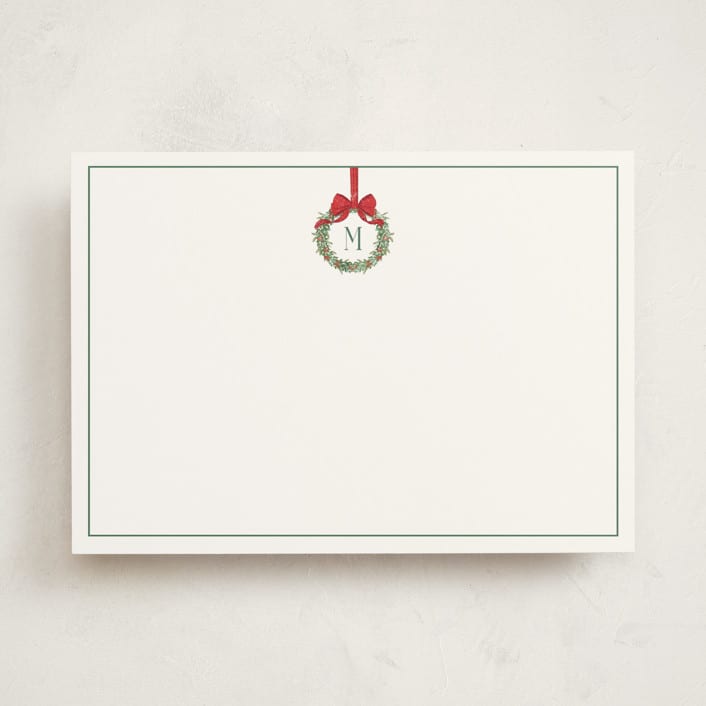 "Winter Monogram" - Personalized Stationery Cards in Wreath by Petra Kern - Front