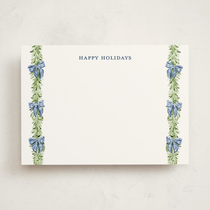 "Plaid bows" - Personalized Stationery Cards in Frosted by Sarah Knight - Front