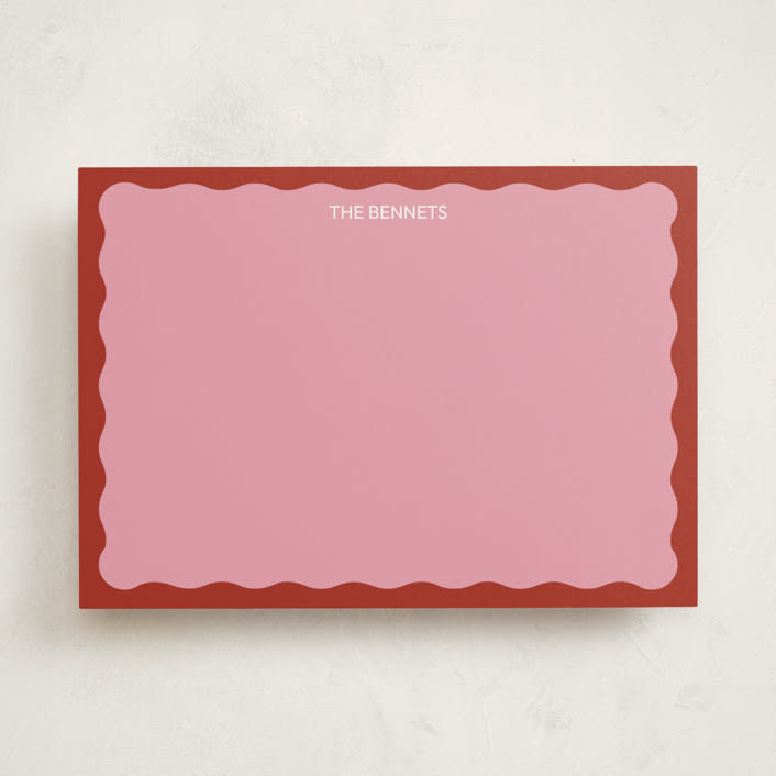 "Color Wave" - Personalized Stationery Cards in Raspberry by Helena Vitto - Front