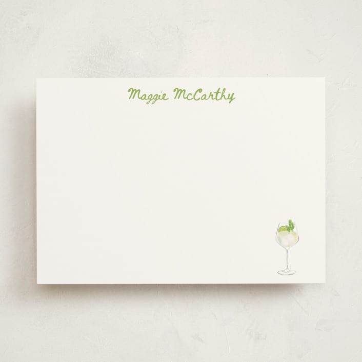 "Hugo Spritz (add-on)" - Personalized Stationery Cards in Lime by Baumbirdy - Front