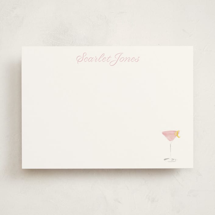 "Cosmopolitan (add-on)" - Personalized Stationery Cards in Grapefruit by Baumbirdy - Front