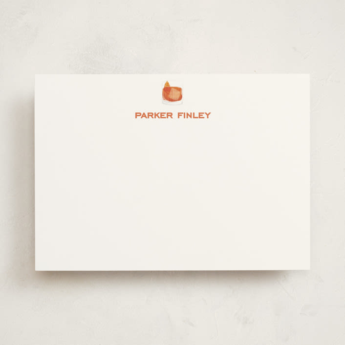 "Negroni (add-on)" - Personalized Stationery Cards in Tangerine by Baumbirdy - Front