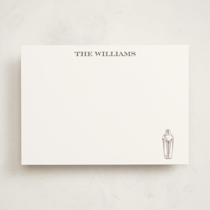 "Cocktail Shaker (add-on)" - Personalized Stationery Cards in Coal by Baumbirdy - Front