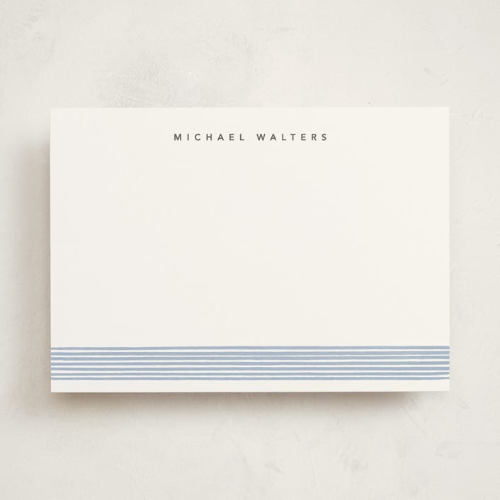"Lined elegance" - Personalized Stationery Cards in Ocean by Creo Study - Front