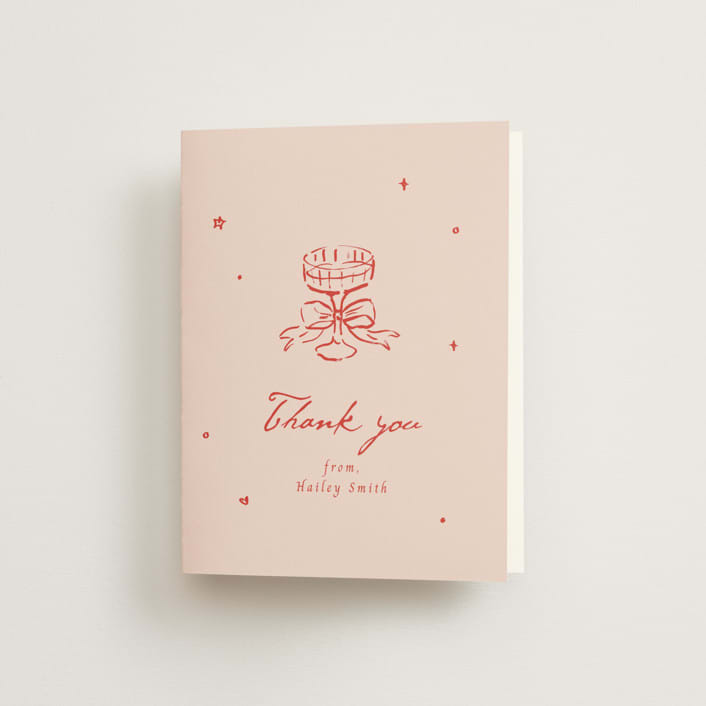 "Cheers to Love" - Bridal Shower Thank You Cards in Scarlet by Cass Loh - Front