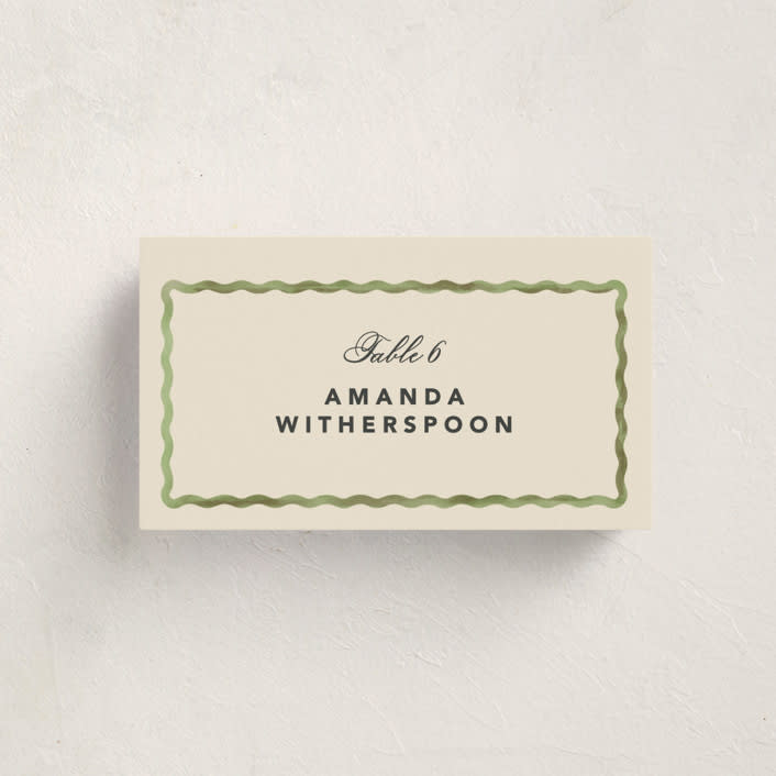 "Formal scallop" - Party Place Cards in Palm by Creo Study - Front with Free Guest Printing