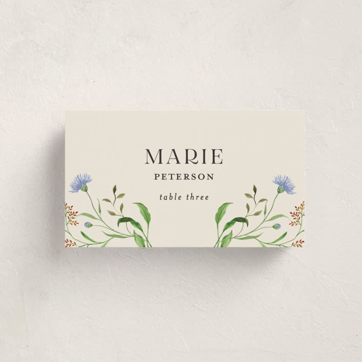 "Wild meadow" - Party Place Cards in Elder Flower by Sarah Knight - Front with Free Guest Printing