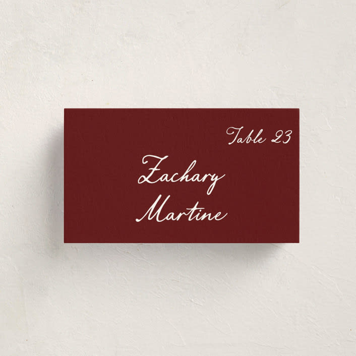 "Handwritten" - Party Place Cards in Wine by Cass Loh - Front with Free Guest Printing