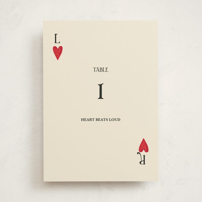 "Red Hearts" - Party Table Numbers in Champagne by Helena Vitto - Front