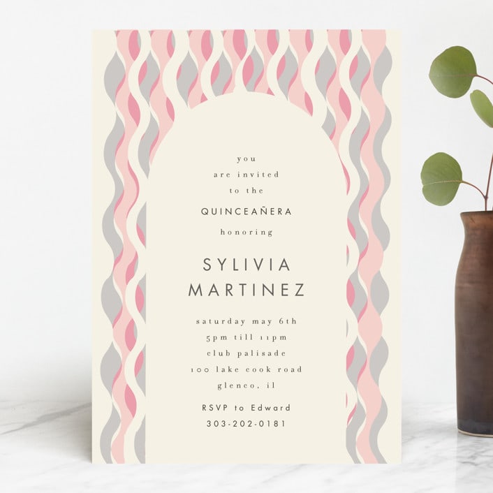 "party streamers" - Quinceanera Invitations in Peony by Baumbirdy - Front