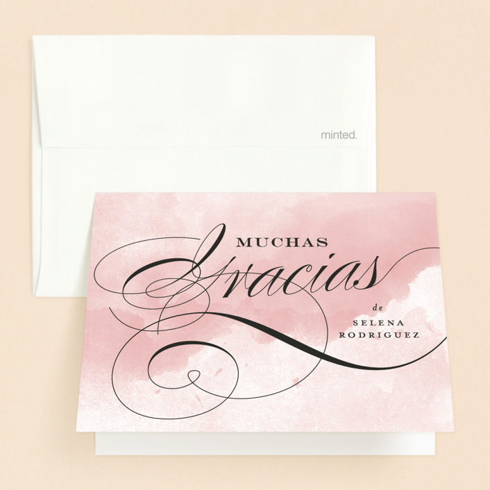 "Dancing Script" - Quinceañera Thank You Cards in Mulberry by Jill Means - Front