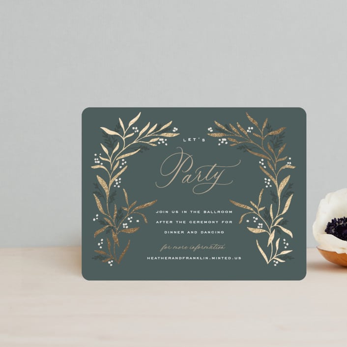 "Gilded" - Reception Cards in Slate by Leah Bisch - Front