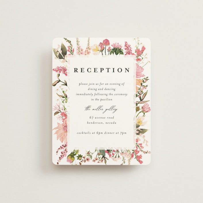 "Lush" - Reception Cards in Blush by Susan Moyal - Front