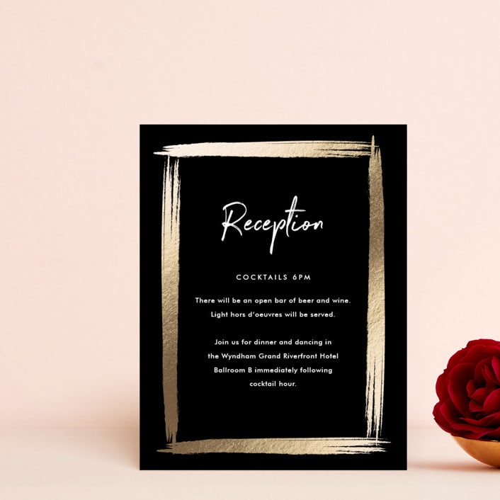 "Brushy frame" - Reception Cards in Midnight by Stacey Meacham - Front