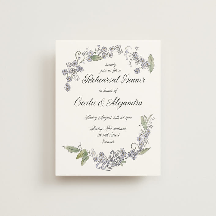 "Forget Me Nots" - Rehearsal Dinner Cards in Violet by Jenna Holcomb - Front