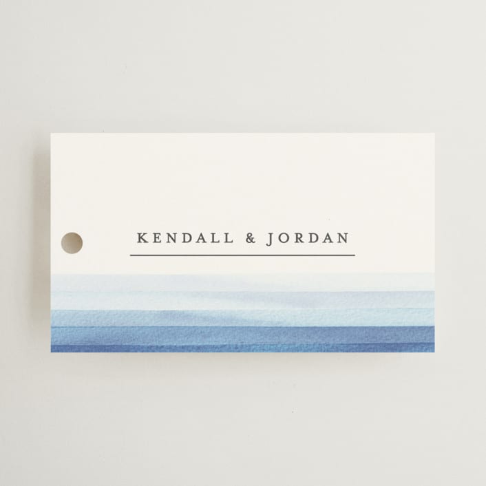"Watercolour Stripe" - Rehearsal Dinner Favor Tags in Azure by Bethan - Front