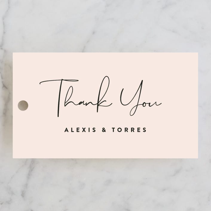 "Just the Two of Us" - Rehearsal Dinner Favor Tags in Blush by Jennifer Wick - Front