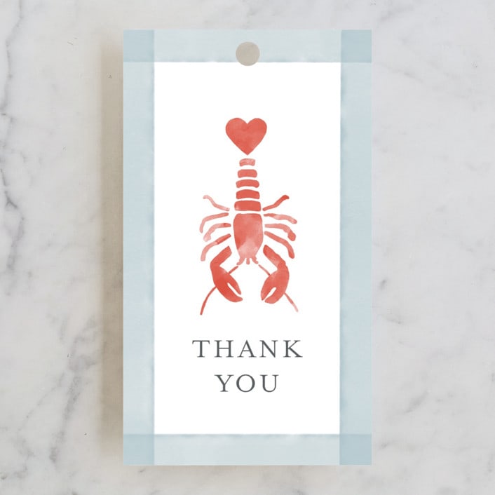 "Love and Lobsters" - Rehearsal Dinner Favor Tags in Ocean by Jen Tips - Front