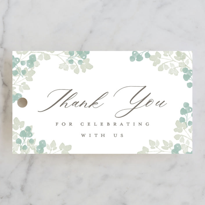 "Greenery Swash" - Rehearsal Dinner Favor Tags in Linen by Robert and Stella - Front