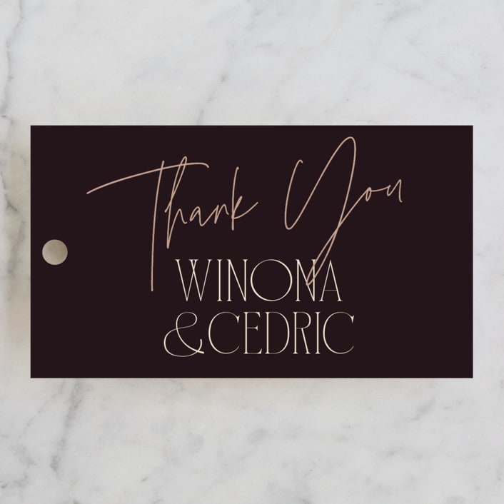 "Chourico" - Rehearsal Dinner Favor Tags in Onyx by chocomocacino - Front
