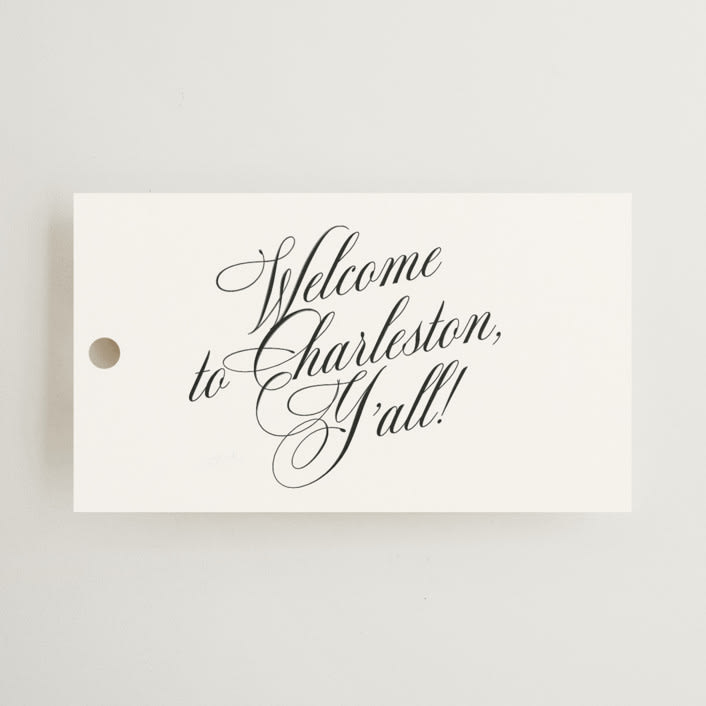 "Charleston" - Rehearsal Dinner Favor Tags in Tuxedo by Megan Davis - Front