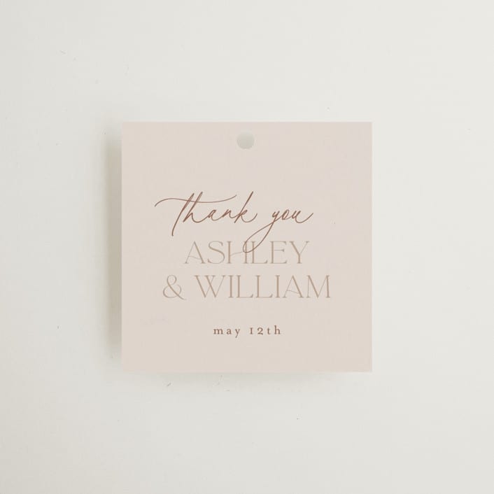 "Typographical" - Rehearsal Dinner Favor Tags in Clay by Nicole Barreto - Front
