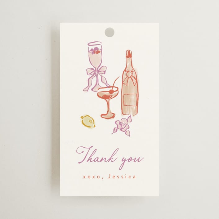 "cocktails and laughter" - Rehearsal Dinner Favor Tags in Orchid by Cass Loh - Front