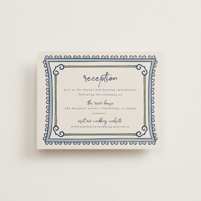 "Vase" - Reception Cards in Neptune by Kelly Watkins - Front
