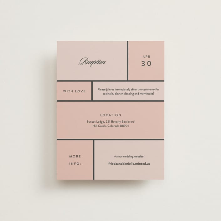 "Modern Squares" - Reception Cards in Flamingo by FRANI - Front