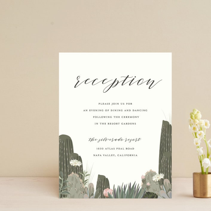 "Sahara" - Reception Cards in Carnation by Susan Moyal - Front
