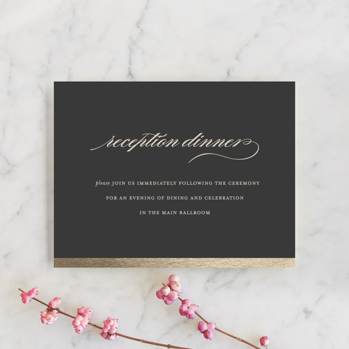 "Dashing" - Reception Cards in Charcoal by Sara Hicks Malone - Front
