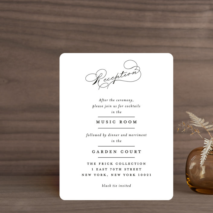 "Du Jour" - Reception Cards in Noir by Kimberly FitzSimons - Front
