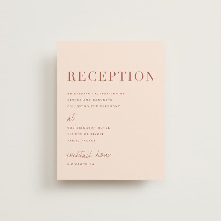 "Classic refresh" - Reception Cards in Peaches by Stacey Meacham - Front