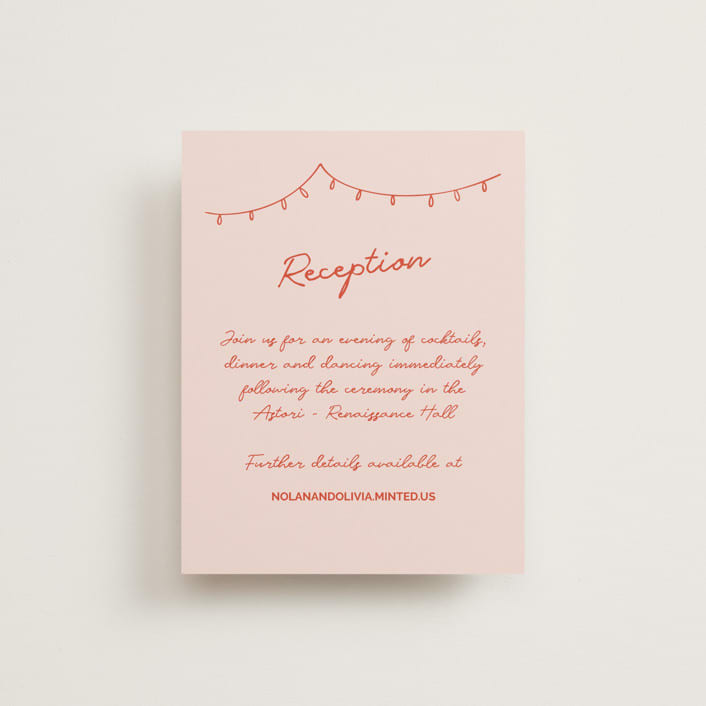 "Party On!" - Reception Cards in Sangria Spark by Zove Ahhh - Front