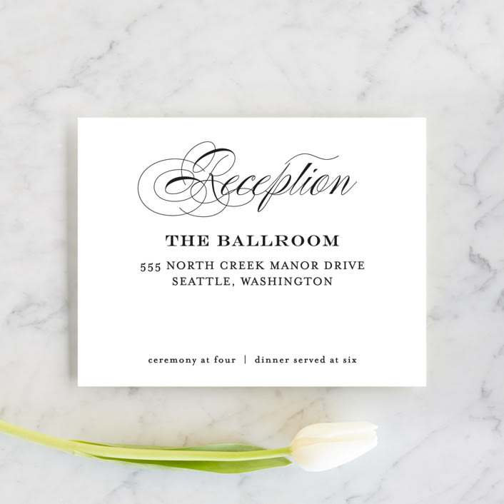 "Timeless Elegance" - Reception Cards in Black Night by AK Graphics - Front