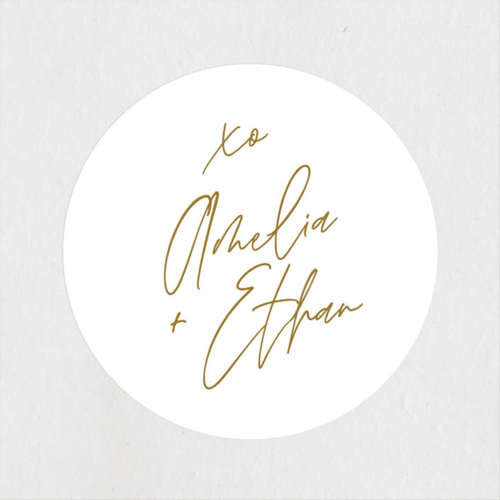 "Polished" - Rehearsal Dinner Favor Stickers in Marble by Owl and Toad - Front