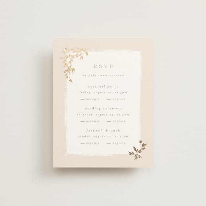 "Everly" - Foil-Pressed Multi-Event RSVP Cards in Latte by Kristie Kern - Front