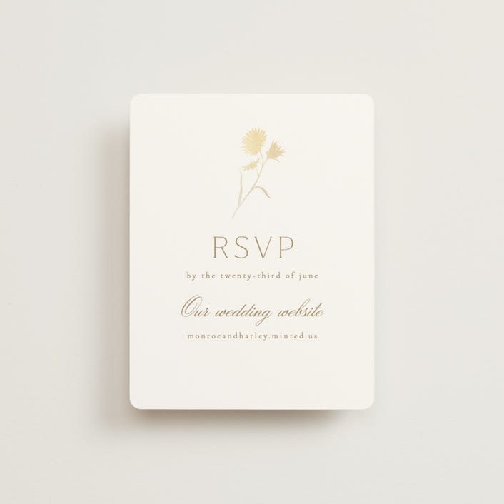 "The Romantic" - Foil-Pressed RSVP Online Enclosure Cards in Buttercream by Kristie Kern - Front