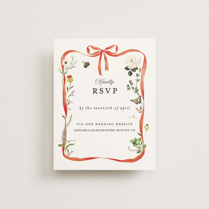 "Fleur" - Foil-Pressed RSVP Online Enclosure Cards in Verona Sunset by Sarah Knight - Front