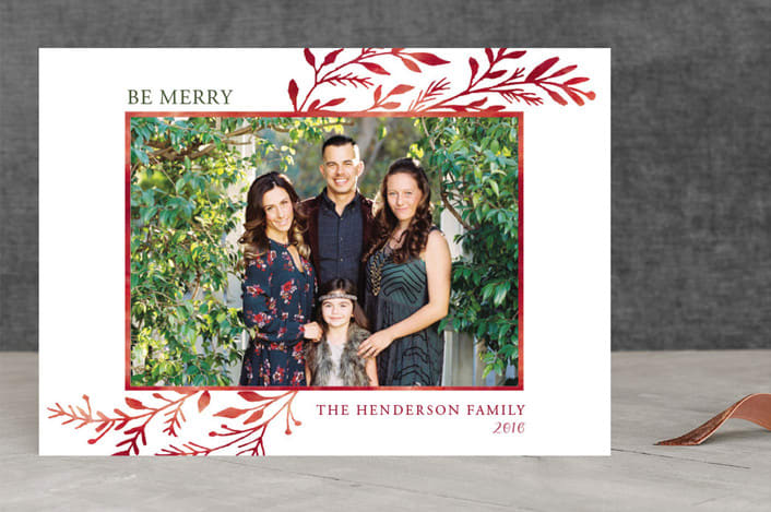 "Rejoice in Him" - Retired Holiday Cards in Berry by Marta Berk - Front