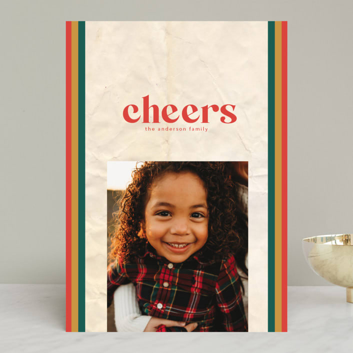 "Varsity" - Retired Holiday Cards in Red Apple by Anna Elder - Front