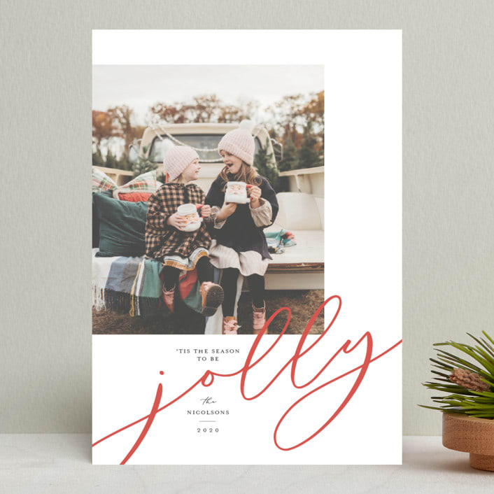 "Modern Jolly" - Retired Holiday Cards in Berry by Lisa Cersovsky - Front