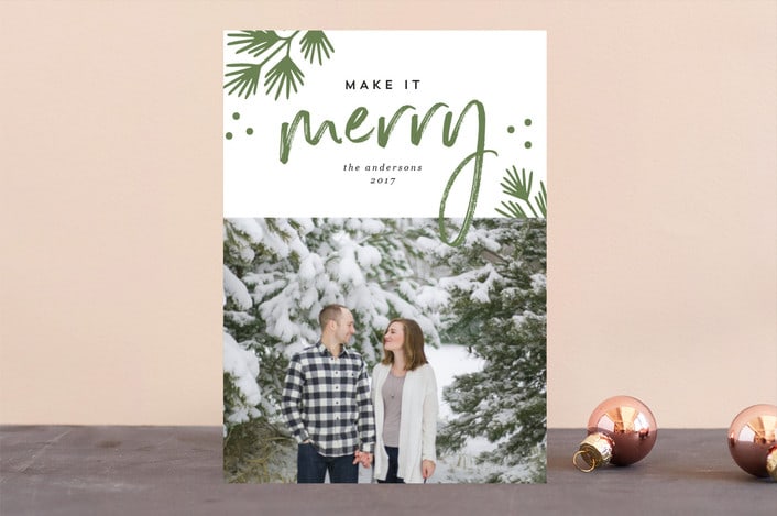 "Merry Making" - Retired Holiday Cards in Olive by Anna Elder - Front