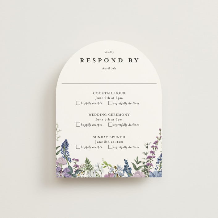 "Lilac Bloom" - Multi-Event RSVP Cards in Lavender by Susan Moyal - Front