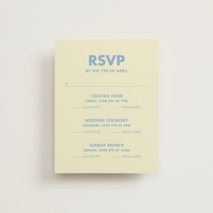 "Sienna" - Multi-Event RSVP Cards in Skyblue by Ellen Schlegelmilch - Front