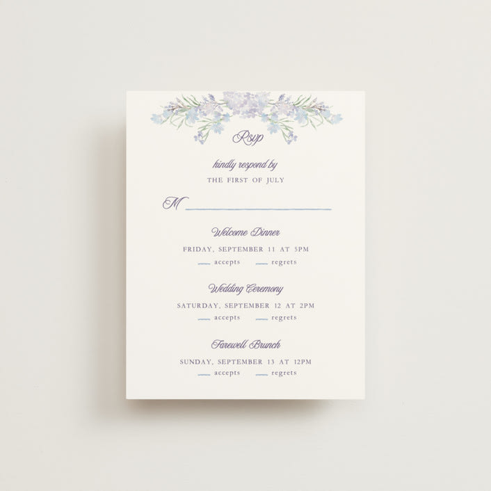 "Hydrangea" - Multi-Event RSVP Cards in Toscana by Claudia Orengo - Front