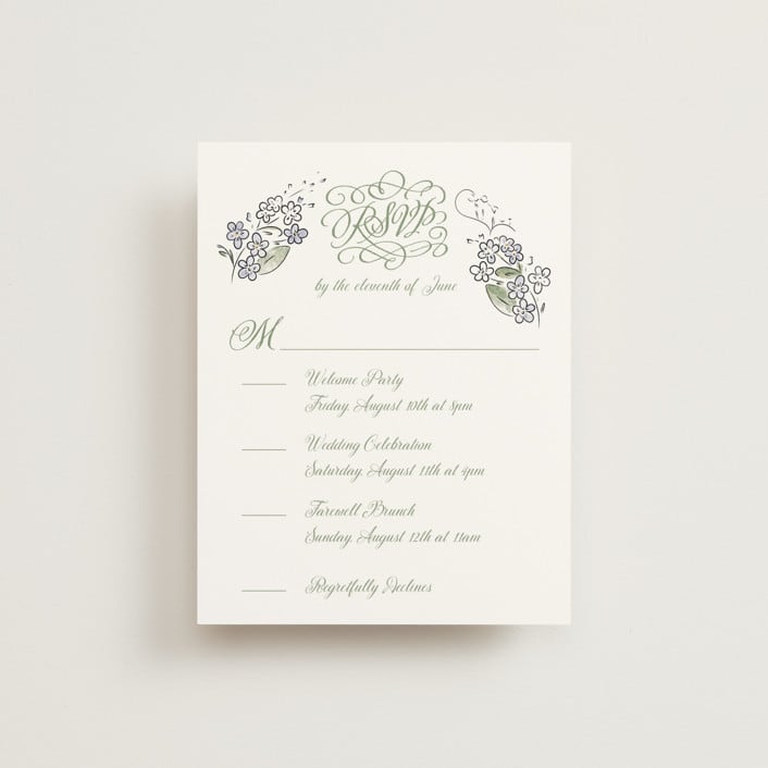 "Forget Me Nots" - Multi-Event RSVP Cards in Violet by Jenna Holcomb - Front