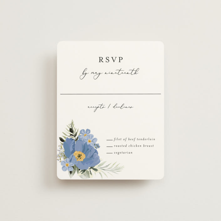 "Botanical Swag" - RSVP Cards in Periwinkle by Susan Moyal - Front