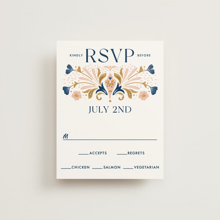 "modern folk" - RSVP Cards in Blush by GeekInk Design - Front